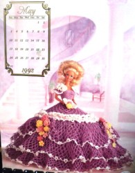 MAY 1992 BARBIE CROCHET  1800S COTILLION GOWN,ROSES FAN LFLT